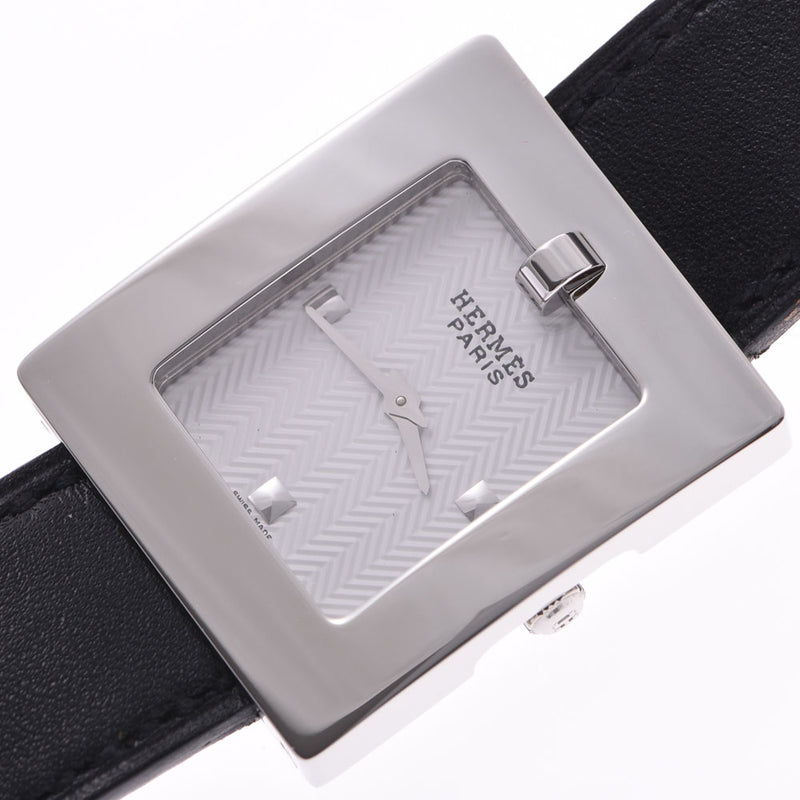 HERMES belt watch BE1.210□D stamped (around 2000) ladies SS/ leather watch quartz white dial A rank used Ginzo