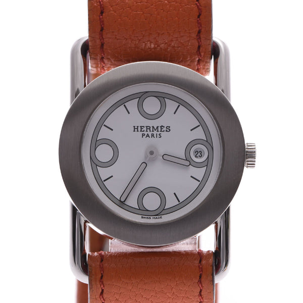 HERMES Hermes Valenia Rondo BR1.210 Ladies SS/Leather Watch Quartz White Dial A Rank Used Ginzo