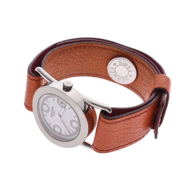 HERMES Hermes Valenia Rondo BR1.210 Ladies SS/Leather Watch Quartz White Dial A Rank Used Ginzo