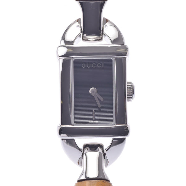 GUCCI Gucci 6800L Ladies SS/Bamboo Watch Quartz Black Dial AB Rank Used Ginzo