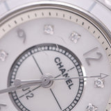 CHANEL シャネル J12 29mm 8Pダイヤ H2570 レディース 白セラミック 腕時計 クオーツ シェル文字盤 Aランク 中古 銀蔵