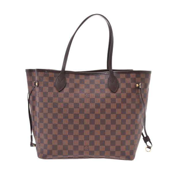 LOUIS VUITTON路易威登Damier Neverfull MM棕色N51105中性Damier帆布手提袋A级二手Ginzo