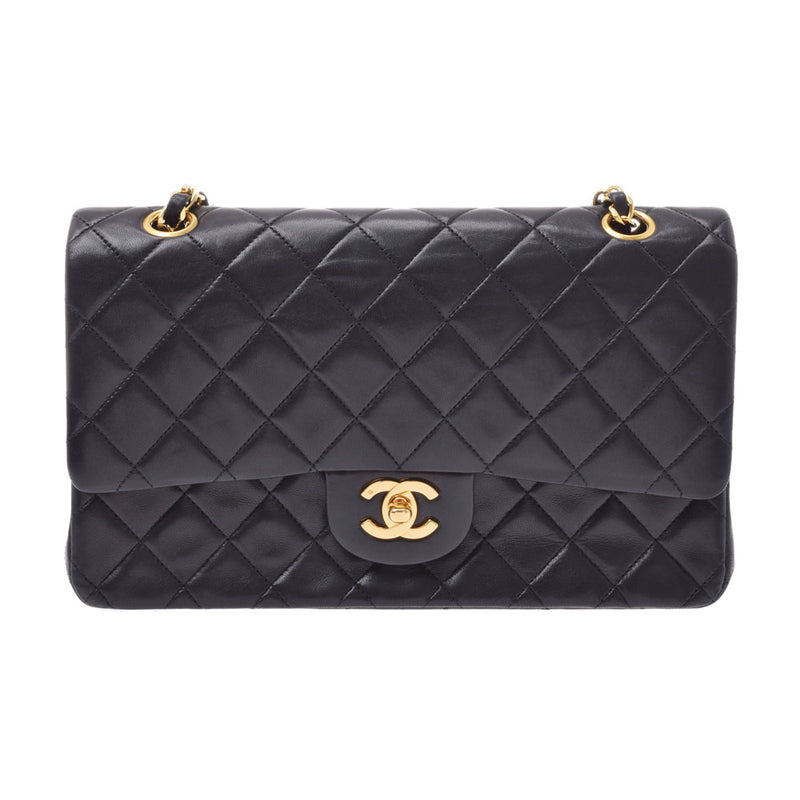 CHANEL シャネル マトラッセ チェーンショルダーバッグ 黒 ゴールド金具 レディース ラムスキン ショルダーバッグ ABランク 中古 銀蔵