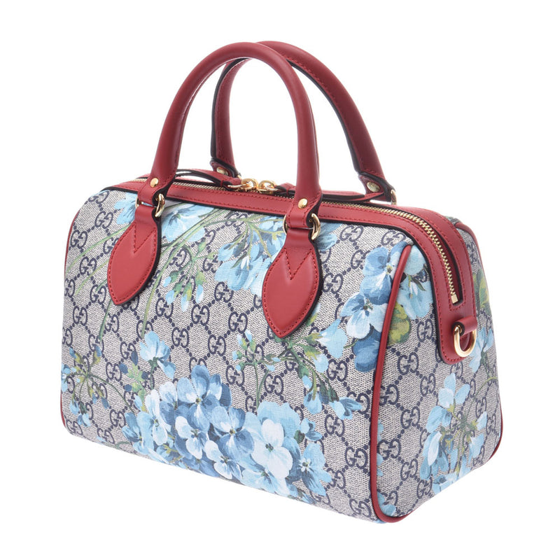 GUCCI Gucci mini-Boston bag GG bloom beige / red 546314 Lady's PVC 2WAY bag A rank used silver storehouse