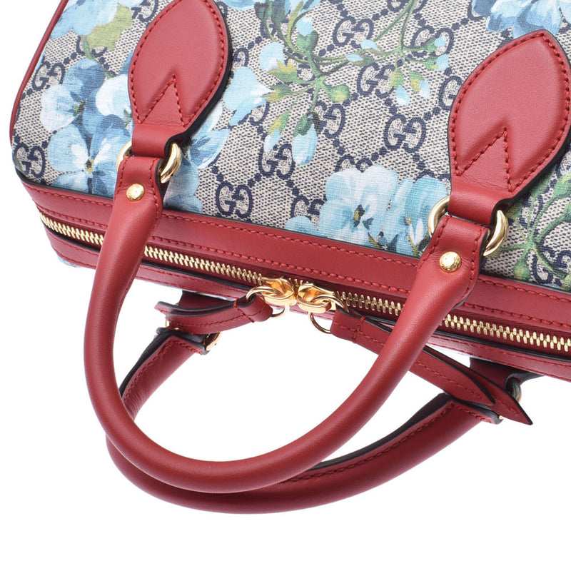 GUCCI Gucci mini-Boston bag GG bloom beige / red 546314 Lady's PVC 2WAY bag A rank used silver storehouse