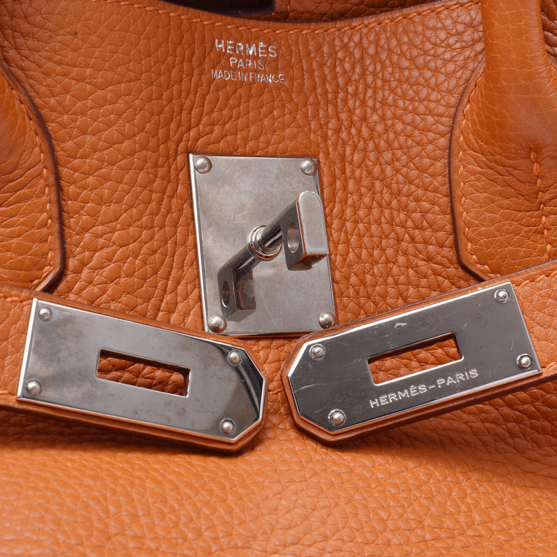 HERMES shoulder Birkin orange silver metal fittings □I stamped (around 2005) Ladies Taurillon Clemence shoulder bag B rank used Ginzo