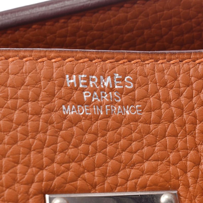 HERMES shoulder Birkin orange silver metal fittings □I stamped (around 2005) Ladies Taurillon Clemence shoulder bag B rank used Ginzo