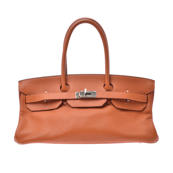 HERMES shoulder Birkin orange silver metal fittings □I stamped (around 2005) Ladies Taurillon Clemence shoulder bag B rank used Ginzo