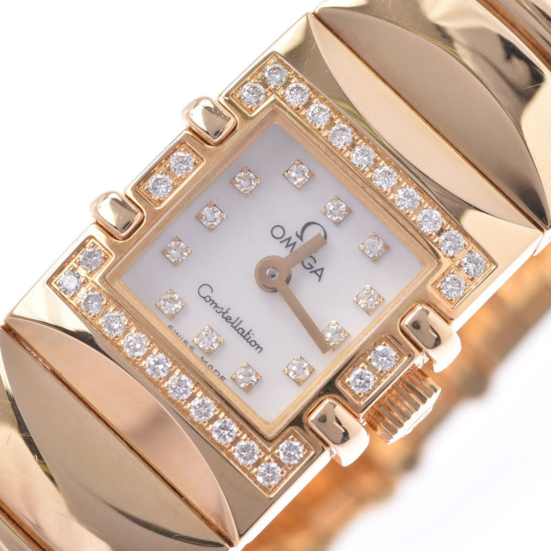 OMEGA Constellation 12P diamond bezel Diamond Diamond 146.76.40 women'S YG watch Quartz shell dial a rank second-hand silver