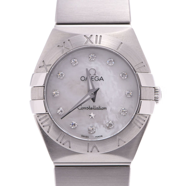 OMEGA オメガコンステレーション 12P diamond Lady's SS watch quartz shell clockface A rank used silver storehouse