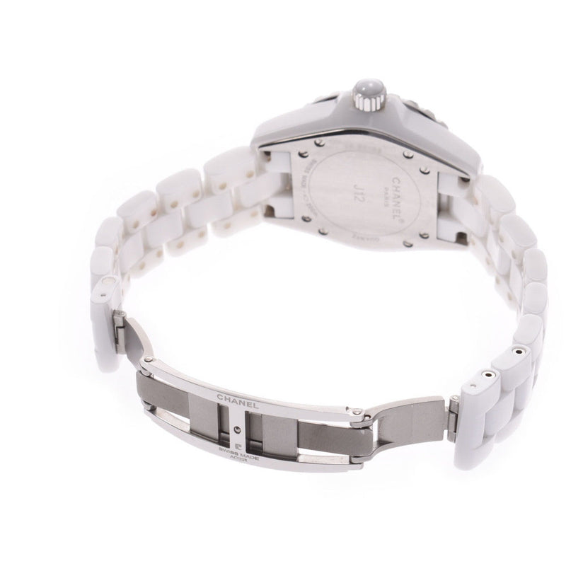 CHANEL Chanel J12 33mm 12P Diamond H1628 Boys White Ceramic/Diamond Watch Quartz White Dial AB Rank Used Ginzo