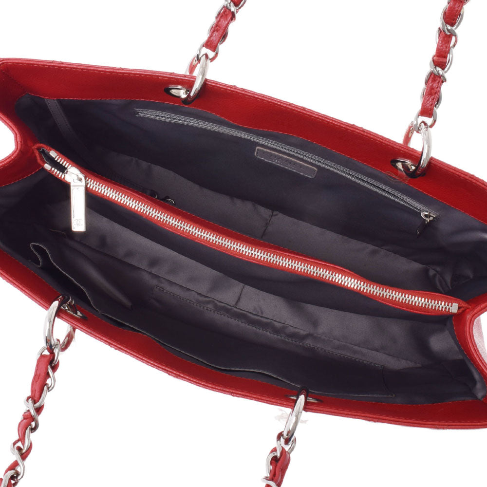 シャネルGSTトート ラージサイズ マトラッセ 赤 シルバー金具