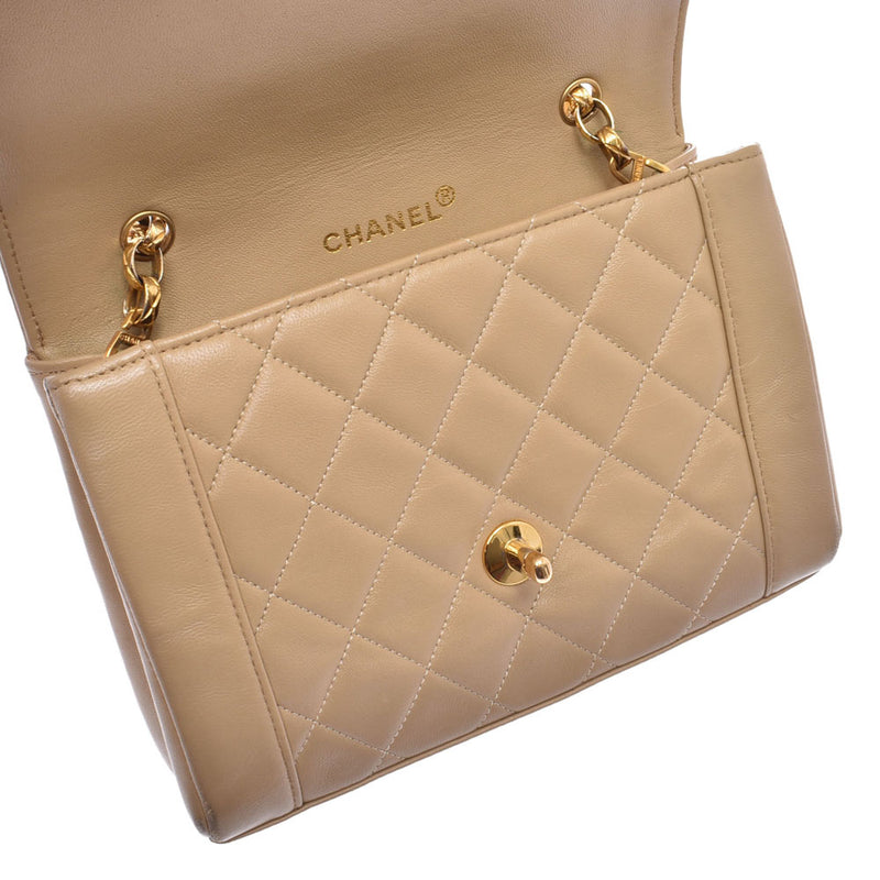 CHANEL Mattelasse Chain Shoulder Bag Beige Gold Hardware Ladies Lambskin Shoulder Bag B Rank Used Ginzo