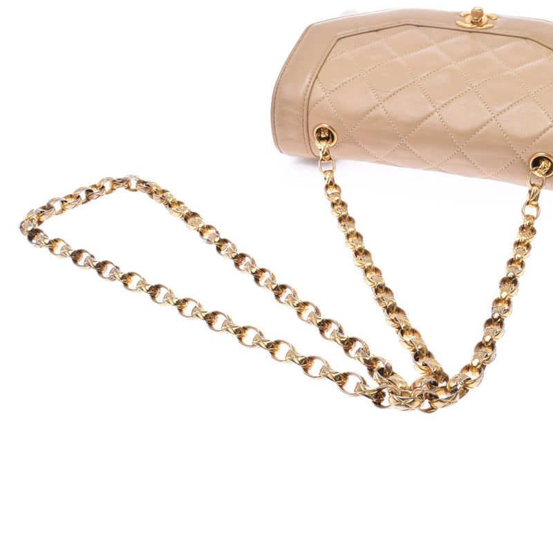 CHANEL Mattelasse Chain Shoulder Bag Beige Gold Hardware Ladies Lambskin Shoulder Bag B Rank Used Ginzo