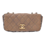 CHANEL CHANEL Matrasse Chain Shoulder Bag Tea Gold Metal Fittings Women's Calf/Tweed Shoulder Bag B Rank Used Ginzo