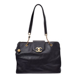 CHANEL Super Model Bag Black Gold Hardware Ladies Caviar Skin Shoulder Bag AB Rank Used Ginzo