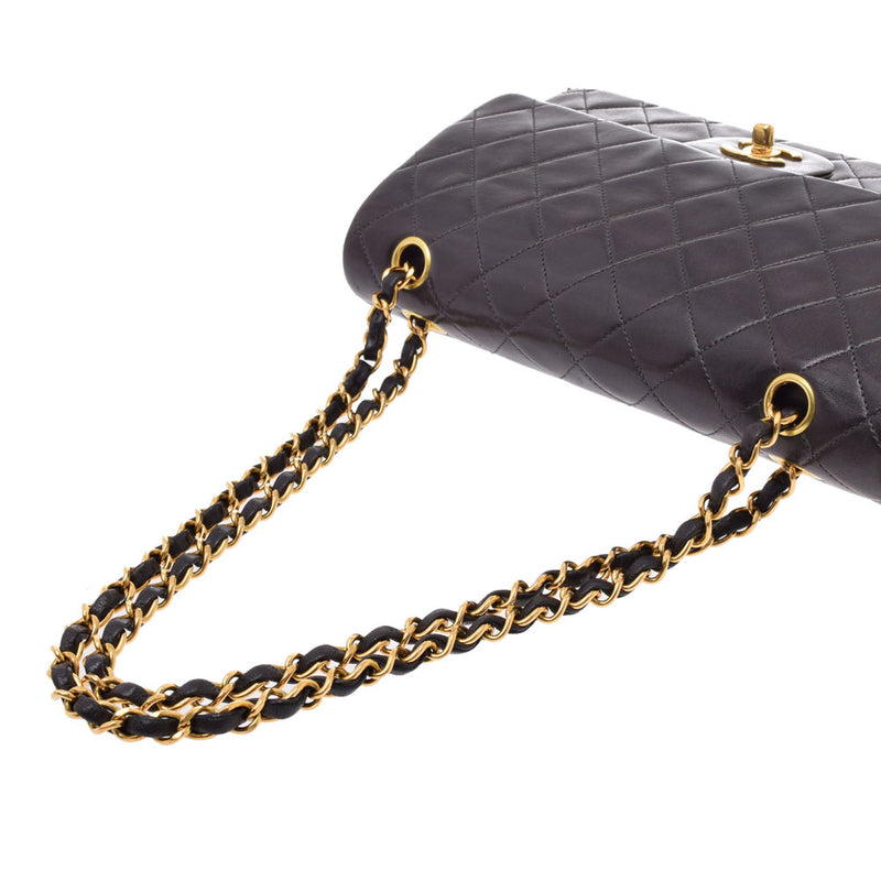 Chanel matelasse chain shoulder bag double flap black gold metal fittings  Lady's lambskin shoulder bag CHANEL is used – 銀蔵オンライン