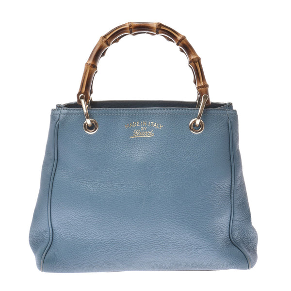 Gucci Bamboo Shopper Medium 2WAY Bag Blue Ladies Calf Handbag 336032 GUCCI  Used – 銀蔵オンライン