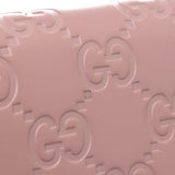 GUCCI Gucci GG pattern long wallet ribbon pink gold metal fittings 431408 ladies calf chain wallet B rank used silver warehouse