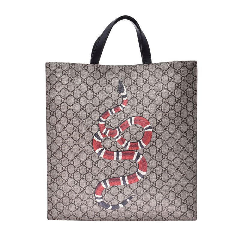 Gucci GG Supreme 2WAY Bag King Snake Beige Black Unisex Tote Bag