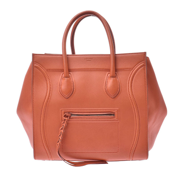 CELINE Celine Luggage Phantom Orange Ladies Calf Handbag AB Rank Used Ginzo