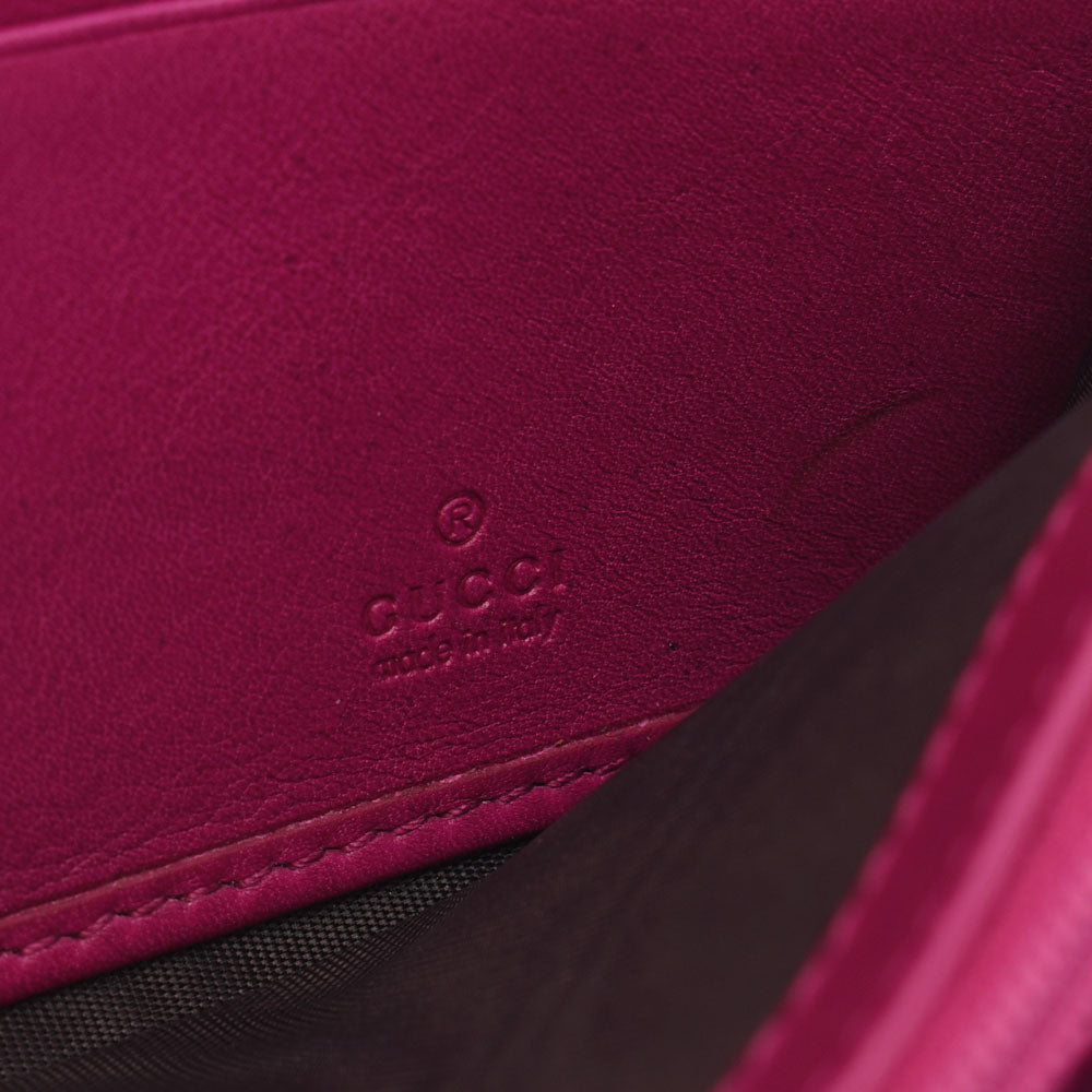 グッチマイクログッチ ファスナー長財布 ピンク系 ゴールド金具