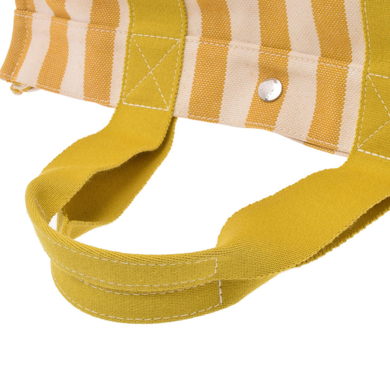 HERMES Hermes Cannes Mustard/White/Yellow Green Unisex Canvas Handbag A Rank Used Ginzo