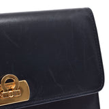 Salvatore Ferragamo Mini type Gancini navy gold metal fittings ladies calf clutch bag B rank used silver store