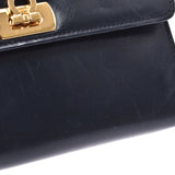 Salvatore Ferragamo Mini type Gancini navy gold metal fittings ladies calf clutch bag B rank used silver store