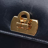 Salvatore Ferragamo Mini type Gancini navy gold metal fittings ladies calf clutch bag B rank used silver store