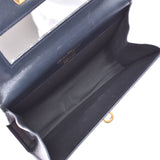 Salvatore Ferragamo Mini type Gancini navy gold metal fittings ladies calf clutch bag B rank used silver store