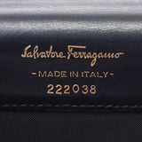Salvatore Ferragamo迷你型gammocini海军黄金硬件女士的围巾离合器袋B等级使用银