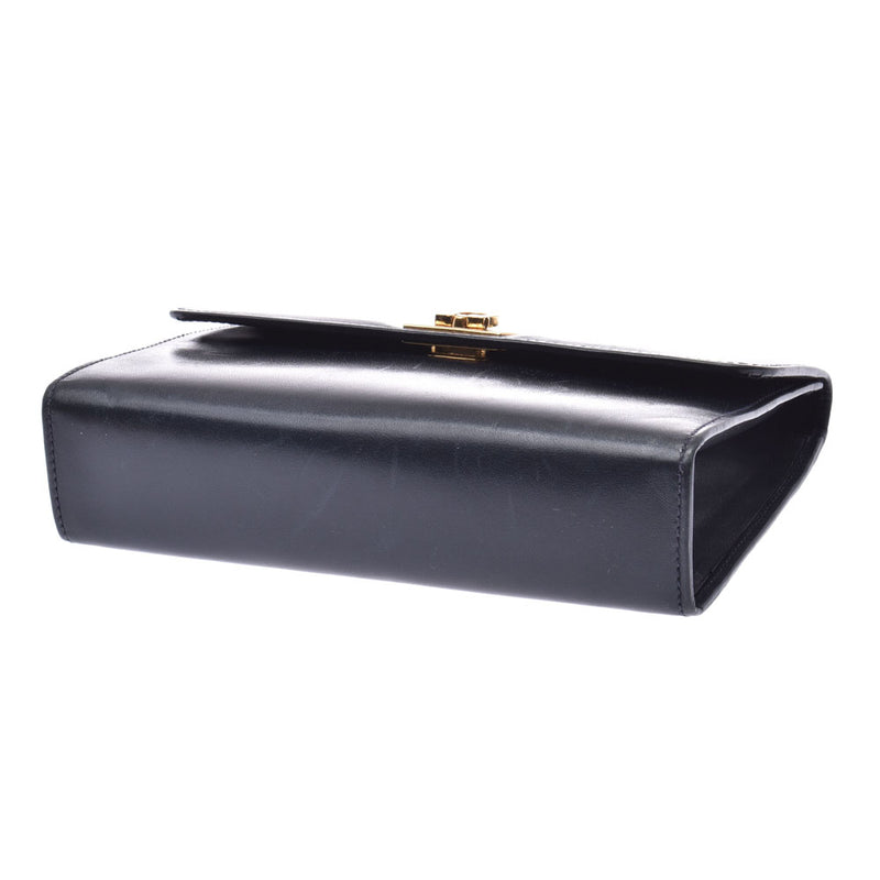 Salvatore Ferragamo Mini type Gancini navy gold metal fittings ladies calf clutch bag B rank used silver store