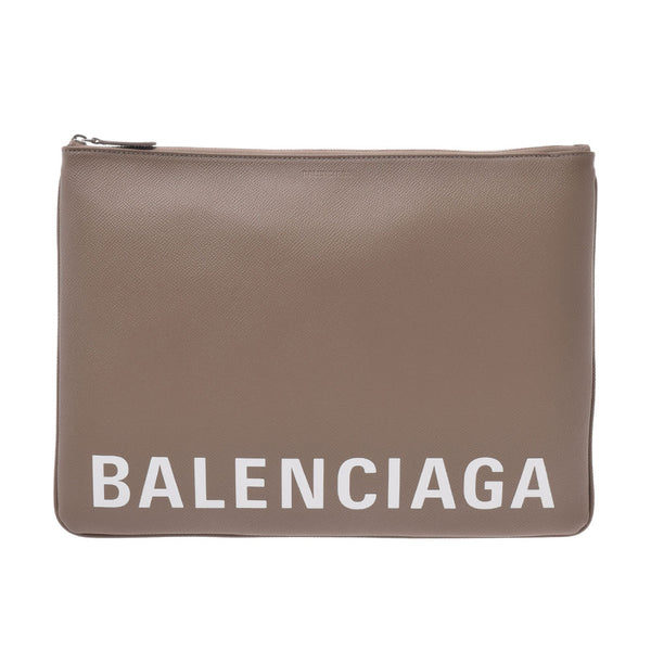 BALENCIAGA Balenciaga Logo Brown 579550 Unisex Leather Clutch Bag Unused Ginzo