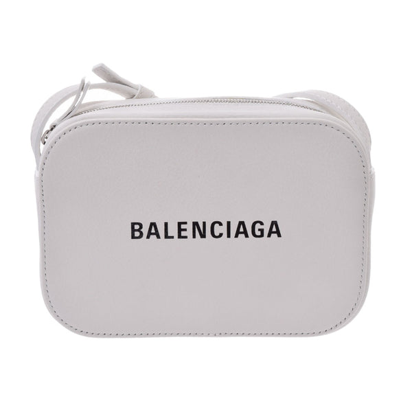 BALENCIAGA日常相机包白色银色硬件552372女士皮革单肩包未使用Ginzo