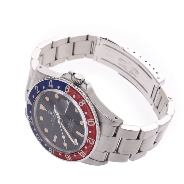 ROLEX Rolex GMT Master red blue bezel 16750 mens SS watch automatic black dial AB rank used silver stock