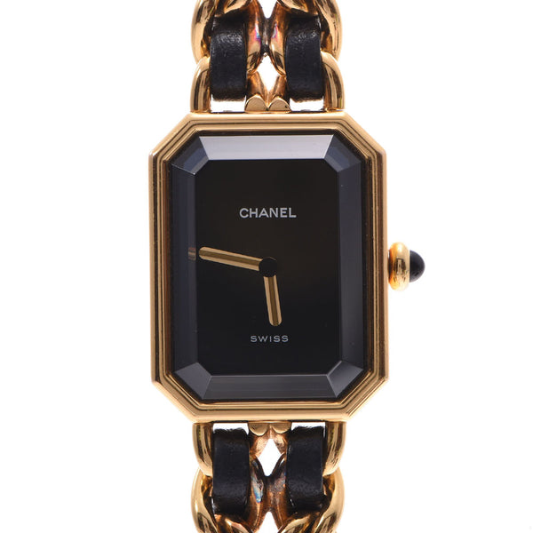 CHANEL Chanel Premier Size M H0001 Ladies GP/Leather Watch Quartz Black Dial AB Rank Used Ginzo