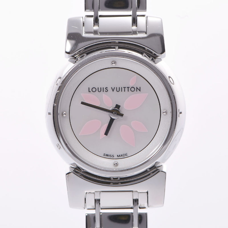 Louis Vuitton tambour BIQUE petal q1512 Ladies SS Watch quartz white shell