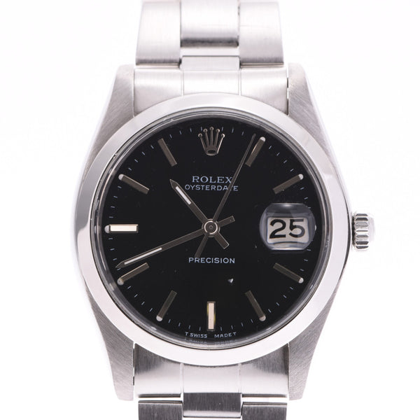 ROLEX Rolex Oyster Day-date precision cuff bracelet 6694 boys SS watch automatic black dial AB rank second-hand silver
