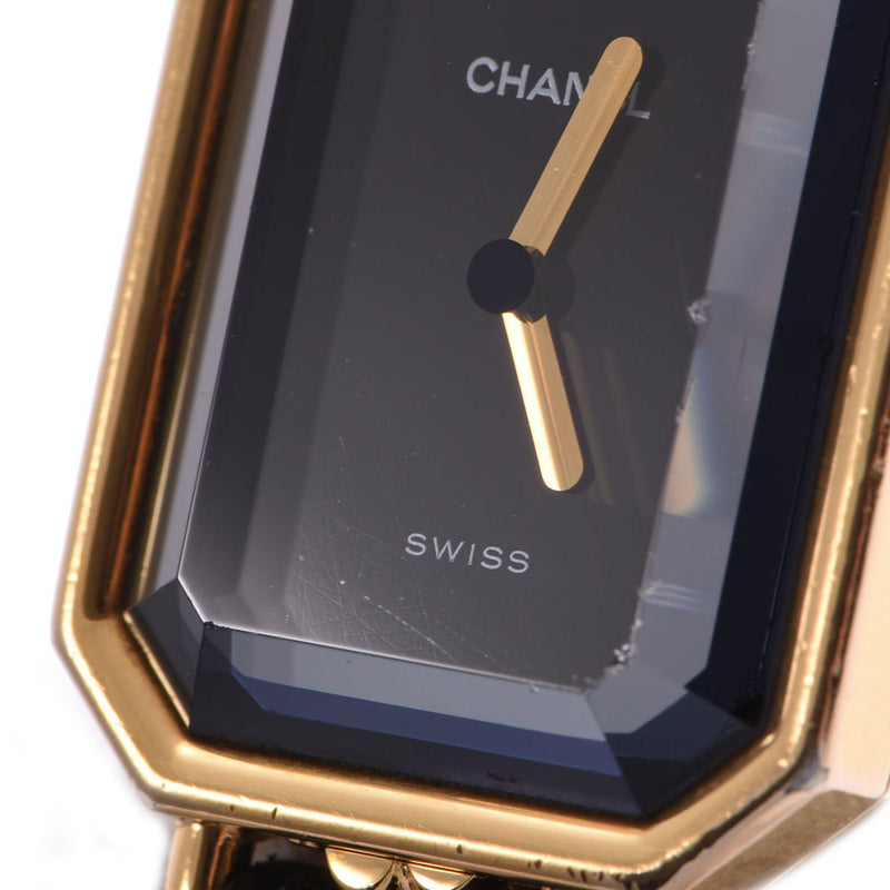 CHANEL Chanel Premier Size M H0001 Ladies GP/Leather Watch Quartz Black Dial AB Rank Used Ginzo