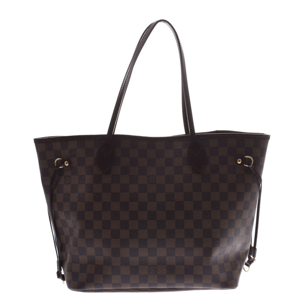 LOUIS VUITTON路易威登Damier Neverfull MM Old Brown N51105中性Damier帆布手提袋AB等级二手Ginzo