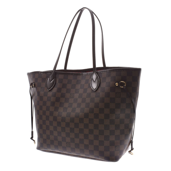 LOUIS VUITTON路易威登Damier Neverfull MM Old Brown N51105中性Damier帆布手提袋AB等级二手Ginzo