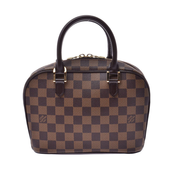 LOUIS VUITTON路易威登Damier Saria迷你棕色N51286女士Damier帆布手提包A级二手Ginzo