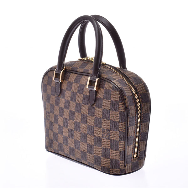 LOUIS VUITTON路易威登Damier Saria迷你棕色N51286女士Damier帆布手提包A级二手Ginzo