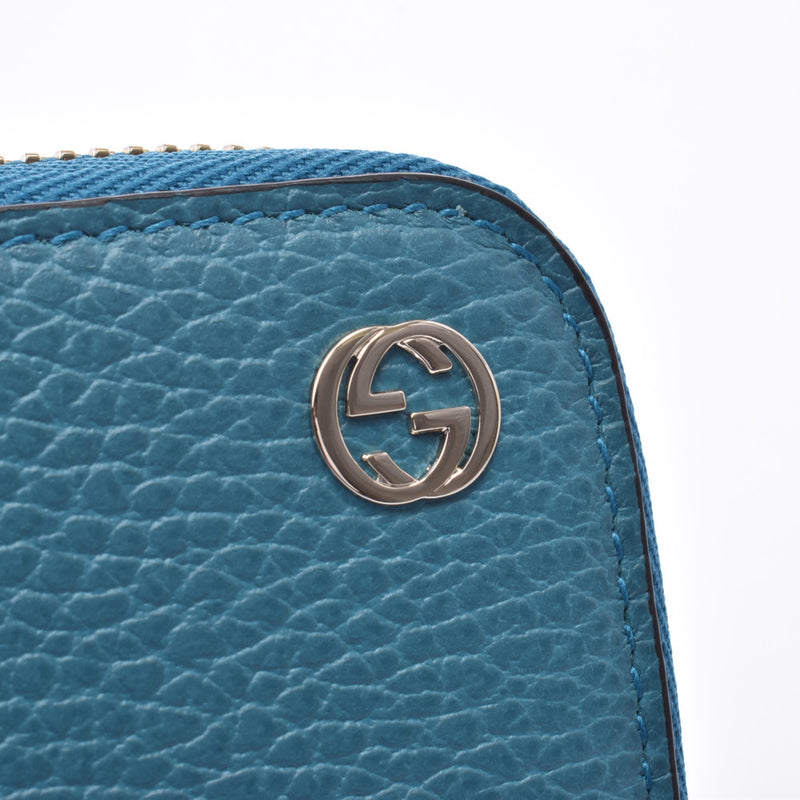 GUCCI Gucci GG logo round fastener long wallet turquoise 449347 unisex calf long wallet-free silver storehouse