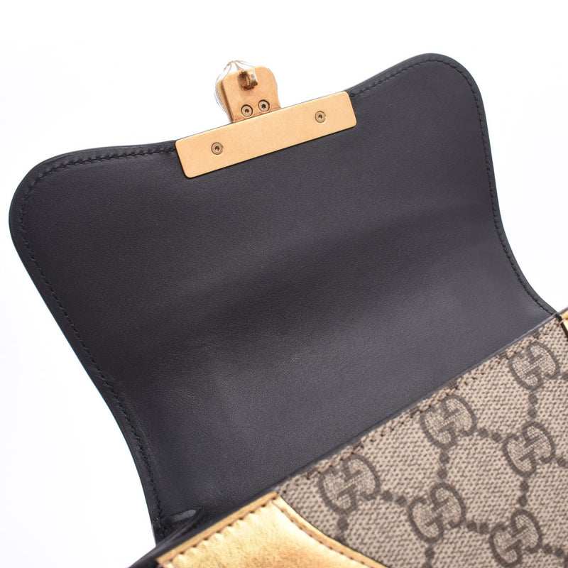 GUCCI Gucci GG Shoulder Bag Osirido Black/Gold 500781 Women's PVC/Calf Shoulder Bag Shindo Used Ginzo