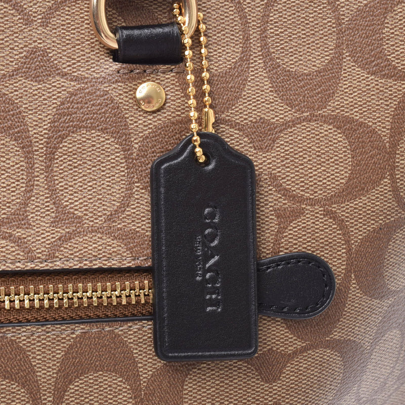 COACH蔻驰标志插座米色/黑色F79609中性PVC /皮革手提袋未使用的Ginzo
