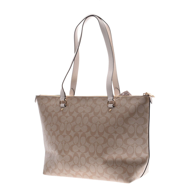 COACH Coach Signature Outlet Beige/Ivory F79609 Unisex PVC/Leather Tote Bag Unused Ginzo