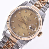 ROLEX Rolex date just 10P diamond 16233G Boys YG/SS watch self-winding watch champagne clockface A rank used silver storehouse