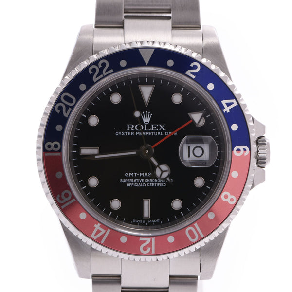 2 ROLEX Rolex GMT master blue / red bezel Pepsi 16710 men's SS watch self-winding watch lindera board AB rank used silver storehouse